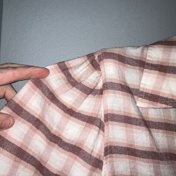 Rails Angelica pink‎ plaid flannel mauve rose iron size M - Picture 3 of 10